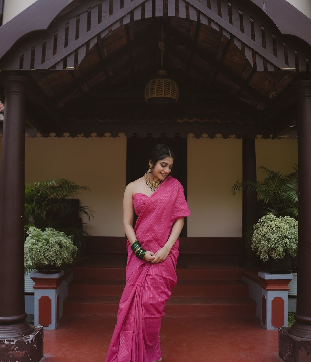 Rangdhaaga Pink Zari Lining Cotton Saree